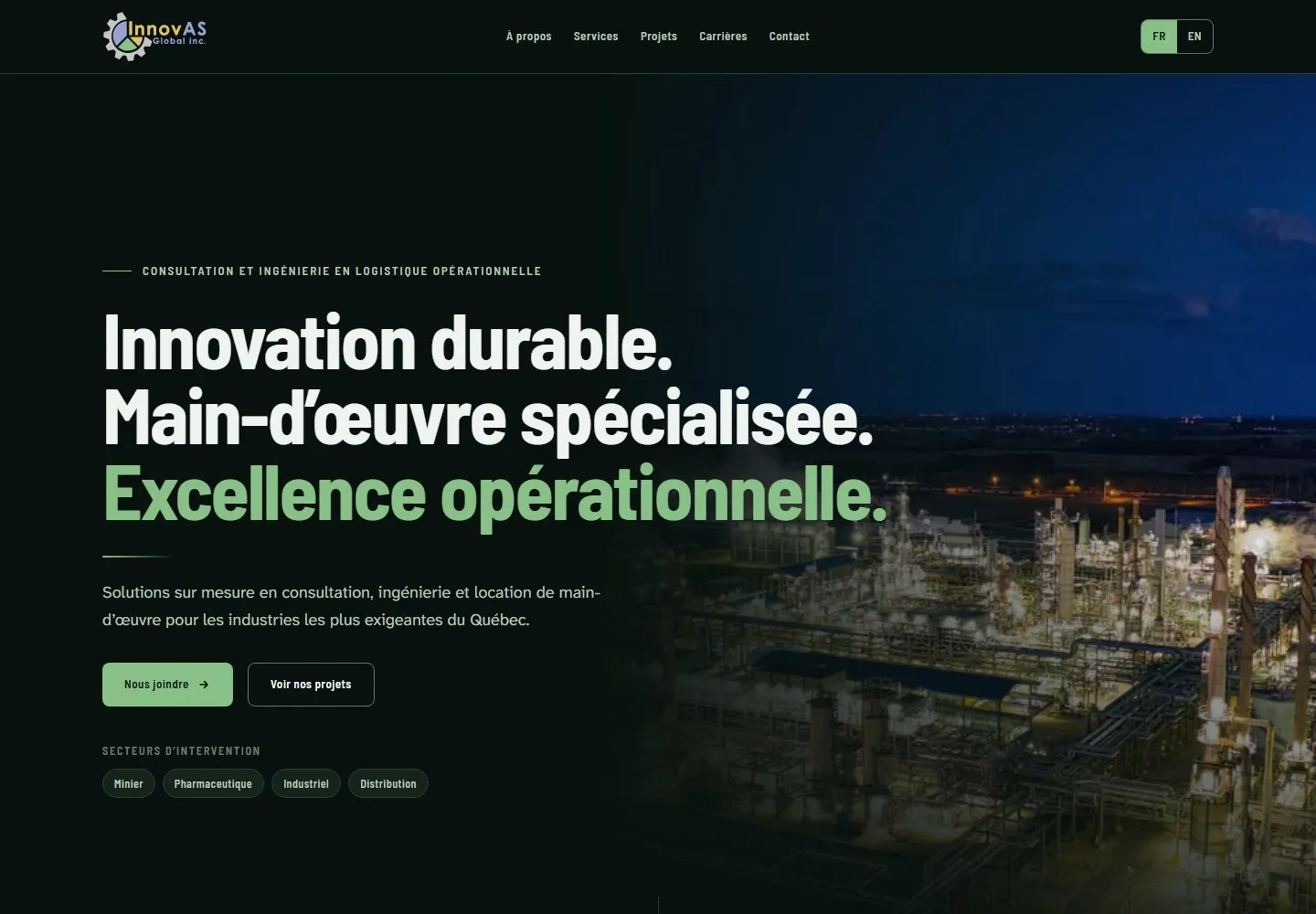 Accueil de InnovAS Global sur ordinateur
